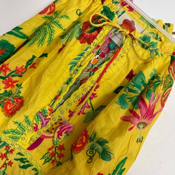 Farm Rio Delicate Fruit Garden Blouse Womens Large Yellow Multi NWT $148 - Picture 4 of 14